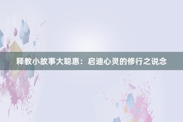 释教小故事大聪惠：启迪心灵的修行之说念